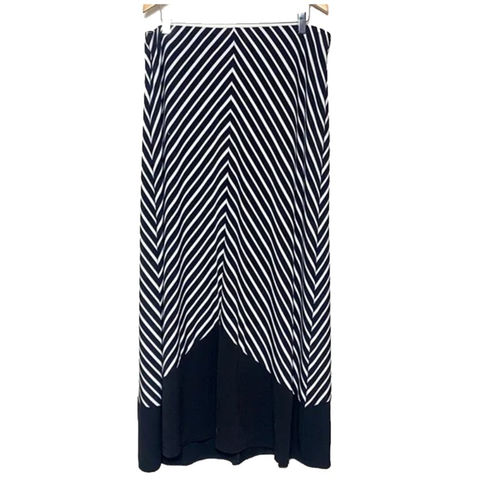 ECI New York Black and White Striped Stretchy Maxi Skirt Women's XL‎
